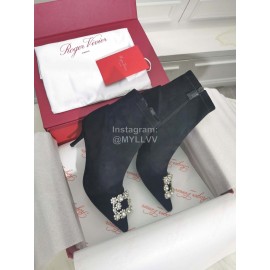 Roger Vivier Fall Winter Diamond Buckle Sheepskin High Heel Short Boots