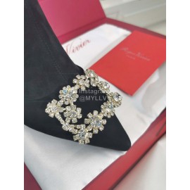 Roger Vivier Fall Winter Diamond Buckle Sheepskin High Heel Short Boots