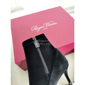 Roger Vivier Fall Winter Diamond Buckle Sheepskin High Heel Black Short Boots