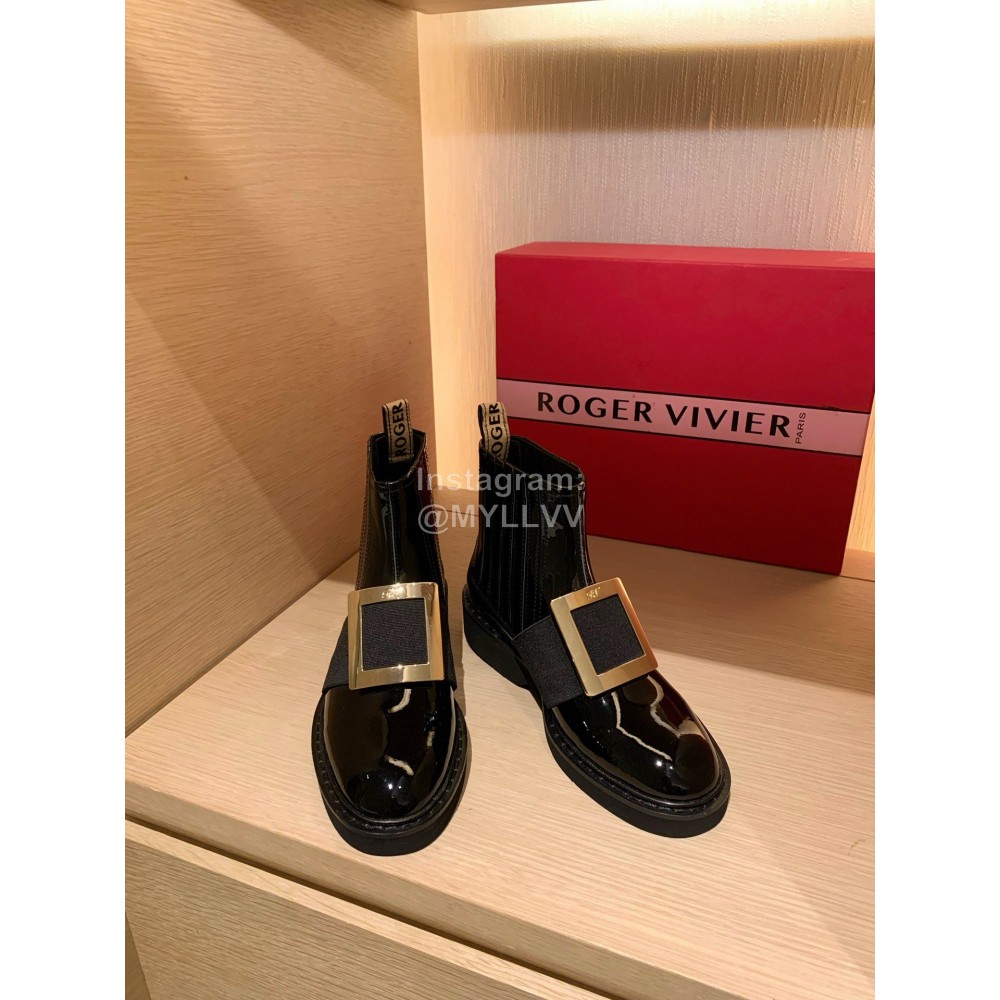 Roger Vivier Fashion Square Button Short Boots For Women Black