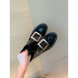 Roger Vivier Fashion Square Button Short Boots For Women Black