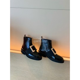 Roger Vivier Fashion Square Button Short Boots For Women Black