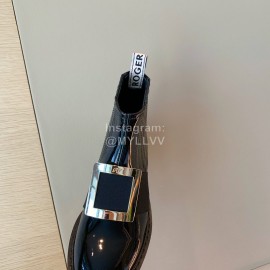 Roger Vivier Fashion Square Button Short Boots For Women Black