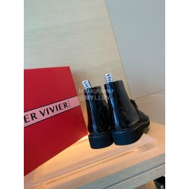 Roger Vivier Fashion Square Button Short Boots For Women Black