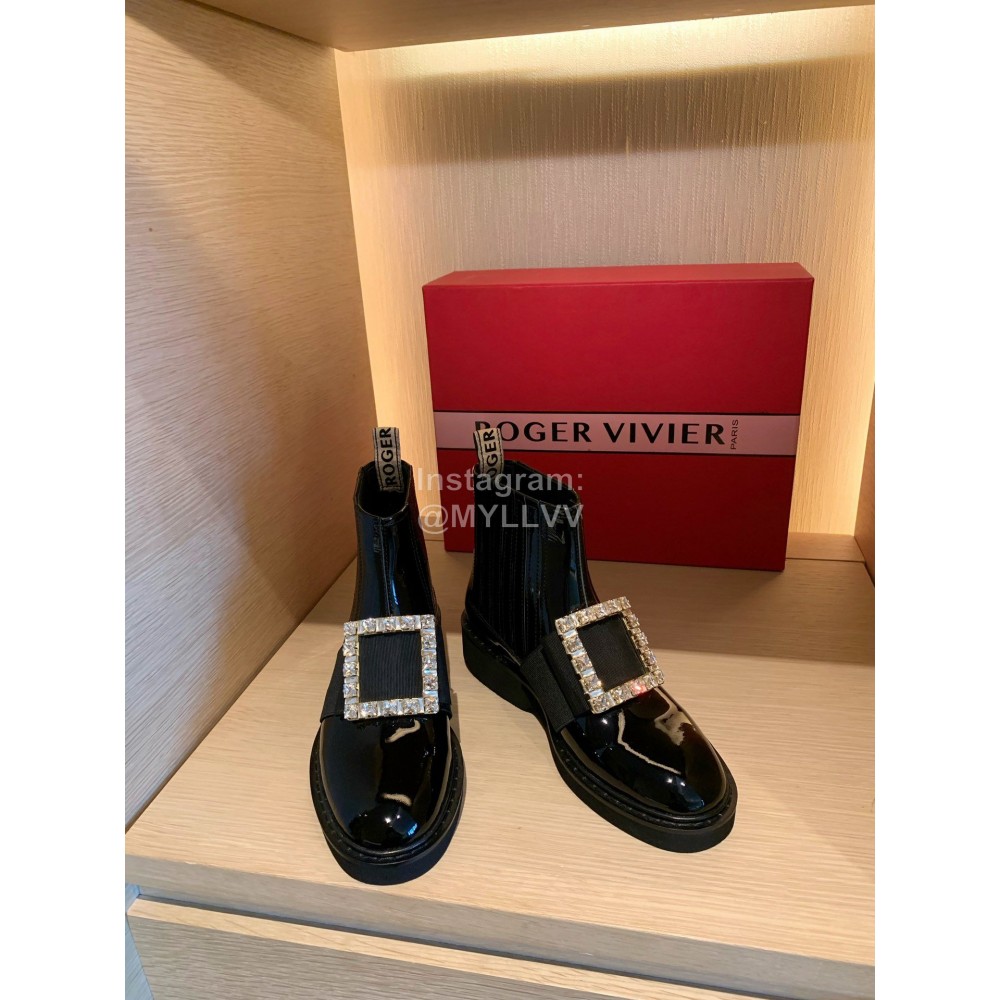 Roger Vivier Fashion Black Square Button Short Boots For Women