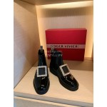Roger Vivier Fashion Black Square Button Short Boots For Women