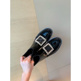 Roger Vivier Fashion Black Square Button Short Boots For Women