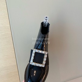 Roger Vivier Fashion Black Square Button Short Boots For Women