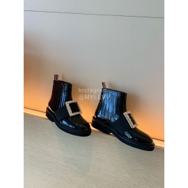 Roger Vivier Fashion Black Square Button Short Boots For Women