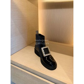 Roger Vivier Fashion Black Square Button Short Boots For Women