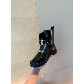 Roger Vivier Fashion Square Button Lace Up Short Boots For Women Black