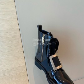 Roger Vivier Fashion Square Button Lace Up Short Boots For Women Black