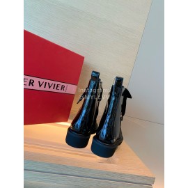 Roger Vivier Fashion Square Button Lace Up Short Boots For Women Black