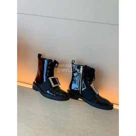 Roger Vivier Fashion Black Square Button Lace Up Short Boots For Women