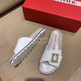 Roger Vivier Fashion Spring Summer Diamond Buttons Button Slippers White