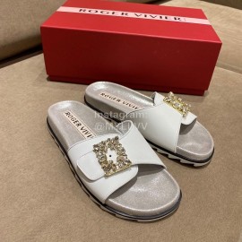 Roger Vivier Fashion Spring Summer Diamond Buttons Button Slippers White