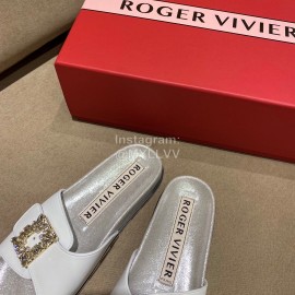 Roger Vivier Fashion Spring Summer Diamond Buttons Button Slippers White