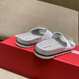 Roger Vivier Fashion Spring Summer Diamond Buttons Button Slippers White