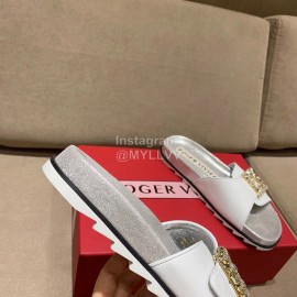 Roger Vivier Fashion Spring Summer Diamond Buttons Button Slippers White