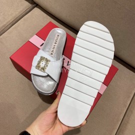 Roger Vivier Fashion Spring Summer Diamond Buttons Button Slippers White