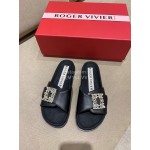 Roger Vivier Fashion Spring Summer Diamond Buttons Button Slippers Black
