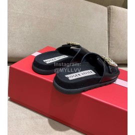 Roger Vivier Fashion Spring Summer Diamond Buttons Button Slippers Black