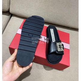 Roger Vivier Fashion Spring Summer Diamond Buttons Button Slippers Black