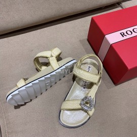 Roger Vivier Fashion Spring Summer Diamond Buttons Button Sandals Beige