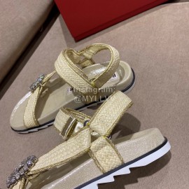 Roger Vivier Fashion Spring Summer Diamond Buttons Button Sandals Beige