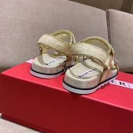 Roger Vivier Fashion Spring Summer Diamond Buttons Button Sandals Beige