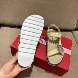 Roger Vivier Fashion Spring Summer Diamond Buttons Button Sandals Beige