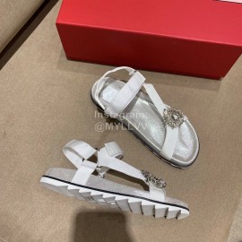 Roger Vivier Fashion Spring Summer Diamond Buttons Button Sandals White