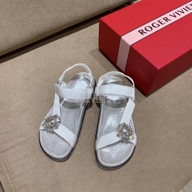 Roger Vivier Fashion Spring Summer Diamond Buttons Button Sandals White