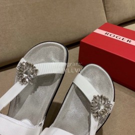 Roger Vivier Fashion Spring Summer Diamond Buttons Button Sandals White