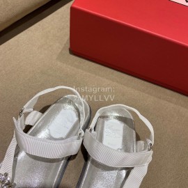 Roger Vivier Fashion Spring Summer Diamond Buttons Button Sandals White
