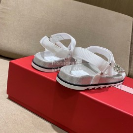 Roger Vivier Fashion Spring Summer Diamond Buttons Button Sandals White
