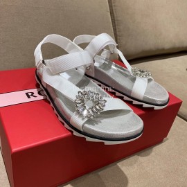 Roger Vivier Fashion Spring Summer Diamond Buttons Button Sandals White