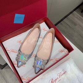 Roger Vivier Fashion Diamond Button Pointed Flat Heels For Women 