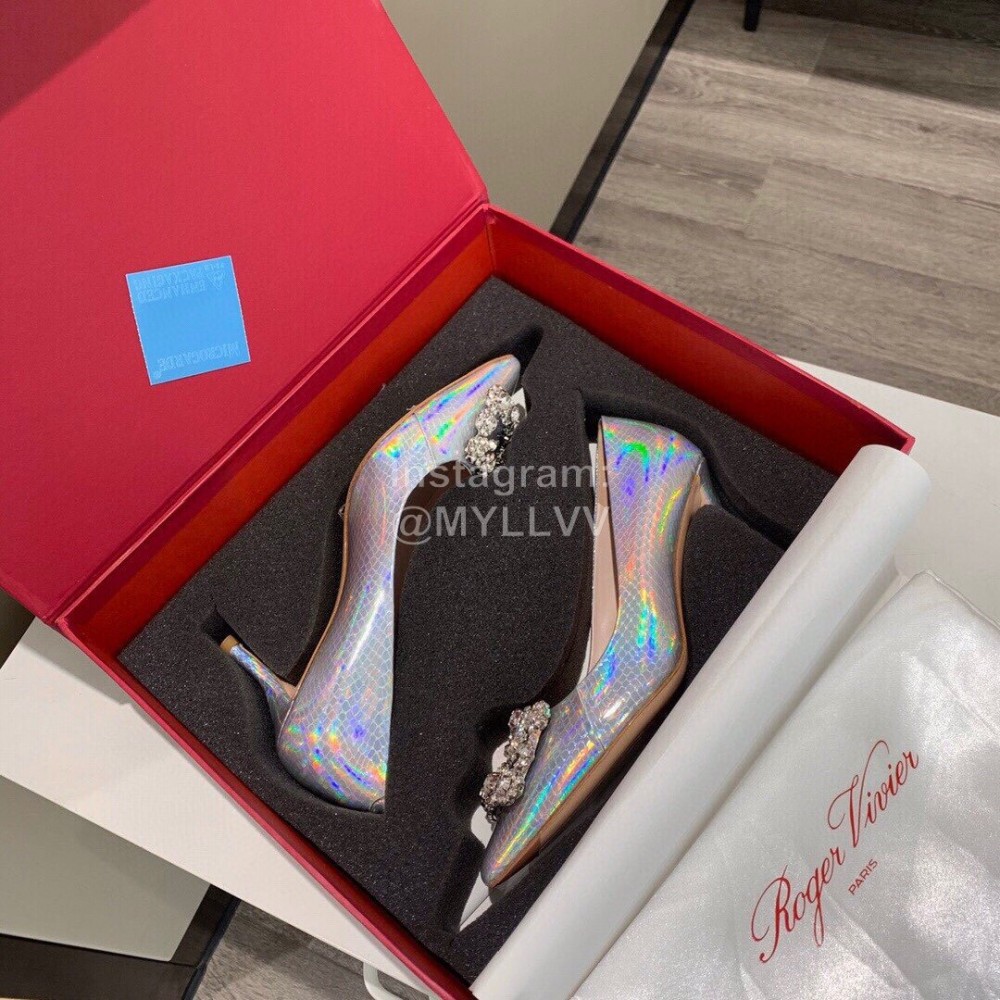 Roger Vivier Fashion Diamond Button Pointed High Heels For Women 