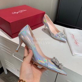 Roger Vivier Fashion Diamond Button Pointed High Heels For Women 