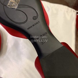 Roger Vivier Fashion Diamond Button Silk Flat Heel Shoes For Women Red