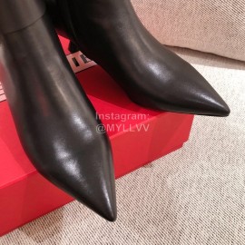 Roger Vivier Fashion Square Button Pointed Short Boots For Women Black