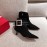 Roger Vivier Fashion Square Button Velvet Pointed Short Boots For Women Black