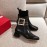 Roger Vivier Fashion Square Button Patent Leather Boots For Women Black