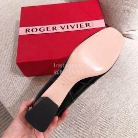 Roger Vivier Fashion Square Button Patent Leather Boots For Women Black