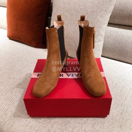 Roger Vivier Fashion Square Button Velvet Boots For Women Brown