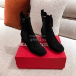Roger Vivier Fashion Square Button Velvet Boots For Women Black