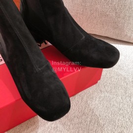 Roger Vivier Fashion Square Button Velvet Boots For Women Black