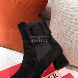 Roger Vivier Fashion Square Button Velvet Boots For Women Black