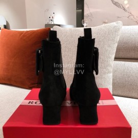 Roger Vivier Fashion Square Button Velvet Boots For Women Black